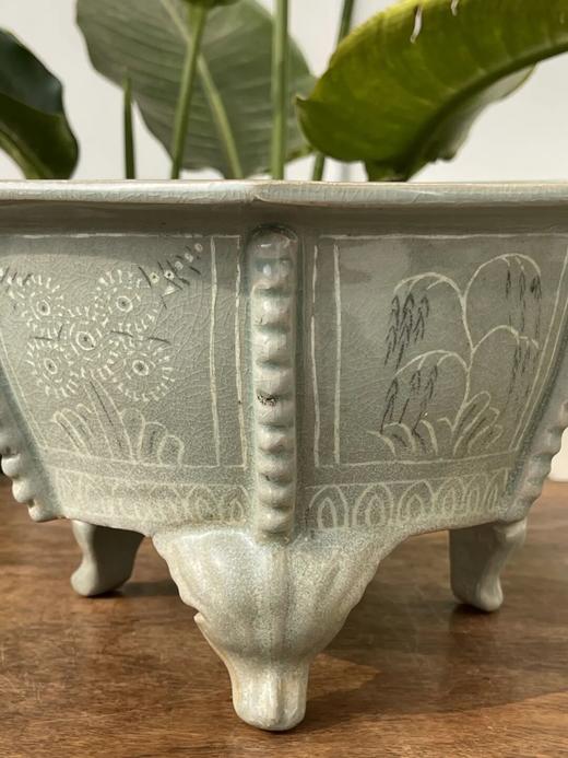 象嵌青瓷花卉纹六方三足香炉，顺丰包邮 商品图12