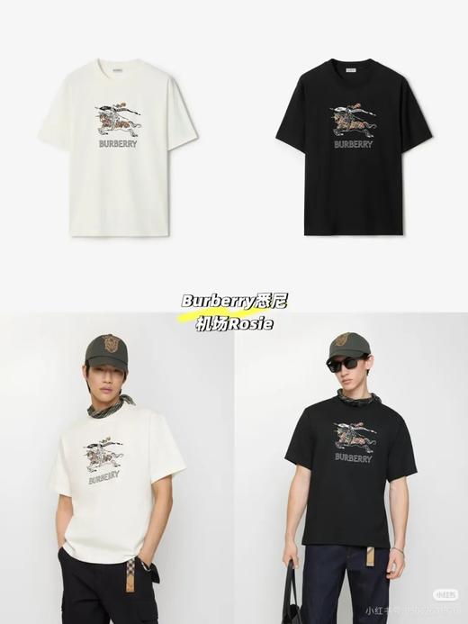 天花板Bur |战马 2026 经典战马格纹链式缝线刺绣，英伦风男女立体剪裁纯棉短袖 商品图0