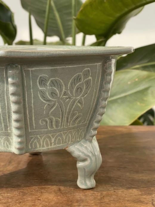 象嵌青瓷花卉纹六方三足香炉，顺丰包邮 商品图4