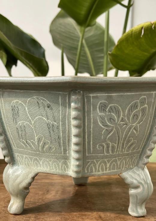 象嵌青瓷花卉纹六方三足香炉，顺丰包邮 商品图6