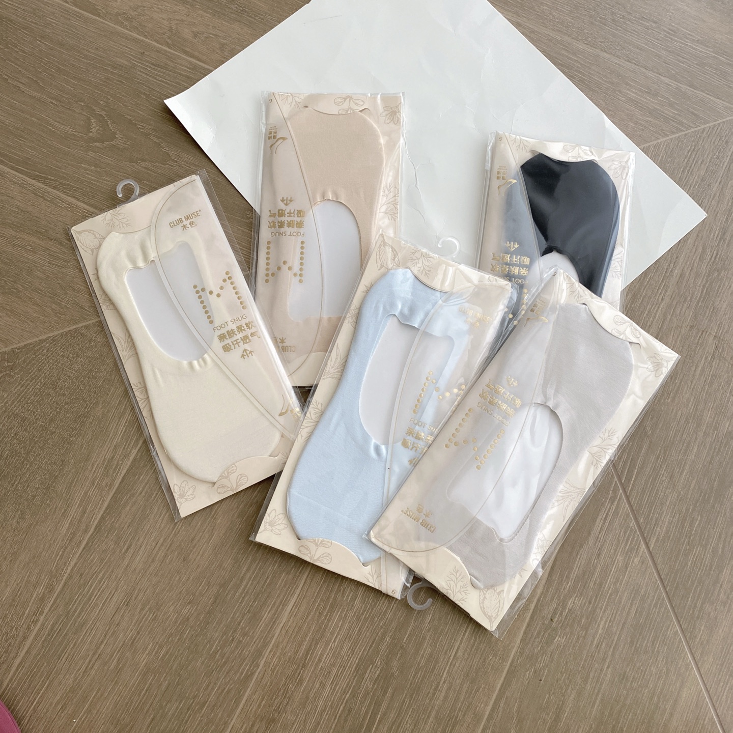 直发【五双拍】 木色高端款纯棉深口隐形船袜 zhu好穿的隐形袜