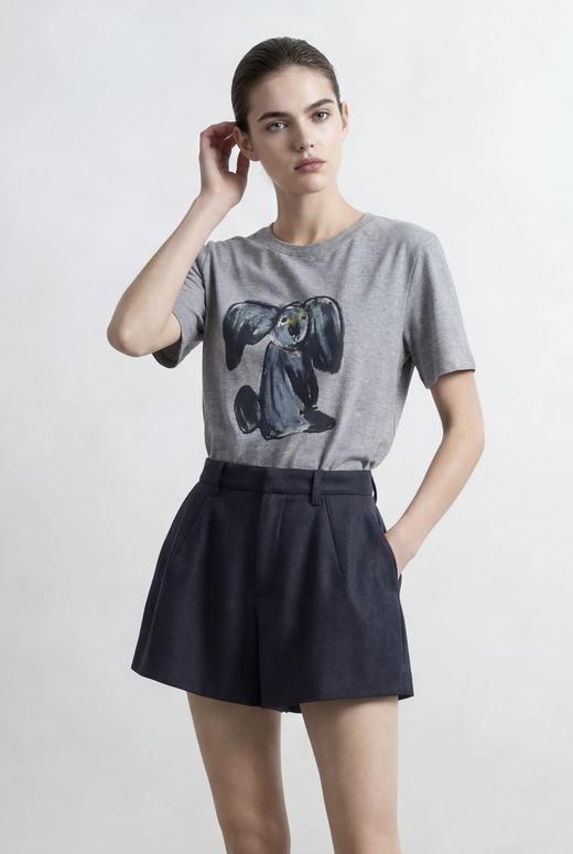 直发【XT6077】江南家！艺术涂鸦印花长绒棉圆领宽松T恤 商品图2