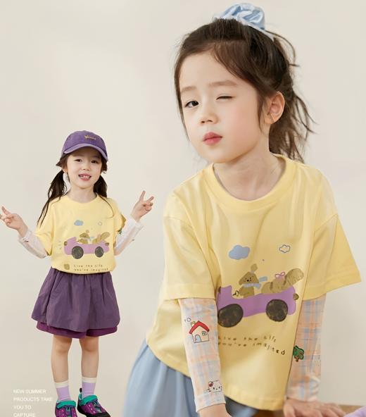 简直是“夏日救星”降临🌞！短袖+冰袖【巴鲁熊纯棉防晒袖假两件】 宝宝的娇嫩肌肤怎能被紫外线“偷袭”？ 从面料到设计，每一寸细节都藏着妈妈的爱与智慧～ 商品图1