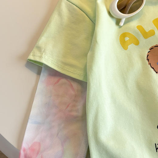 简直是“夏日救星”降临🌞！短袖+冰袖【巴鲁熊纯棉防晒袖假两件】 宝宝的娇嫩肌肤怎能被紫外线“偷袭”？ 从面料到设计，每一寸细节都藏着妈妈的爱与智慧～ 商品图5
