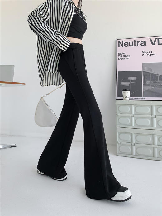 【限时秒杀！4.12下架， 库存有限，秒杀品任意两件再优惠10元 】笑涵阁同款美式喇叭裤，款抽绳松紧腰设计，微辣版型太显腿细了，衬托出双腿线条笔直修长-梵轩 商品图1