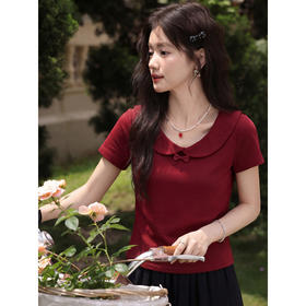 鹿向南【0402/20:00新品前1小时7折限量100件】酒红色T恤