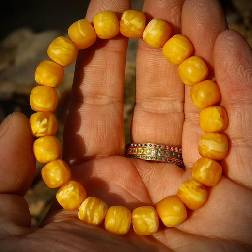 【青山特惠】10.5mm花蜡虎皮纹小年份老蜜蜡精工老型手串，14.5克 m246 商品图1