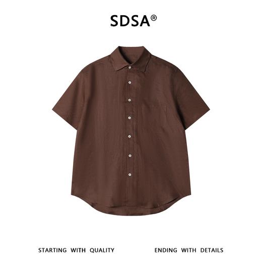 SDSA男装2026新款轻奢日系简约纯色亚麻短袖衬衫百搭透气舒适上衣 商品图0