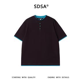 SDSA男装2026新款高贵轻奢潮牌撞色拼接假两件短袖T恤百搭时尚