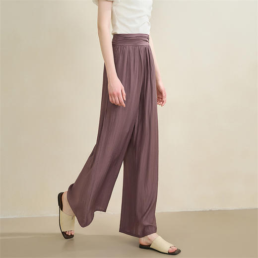 山本风褶皱肌理感休闲裤女夏季简约轻薄透气高腰阔腿裤LXD50571 商品图2