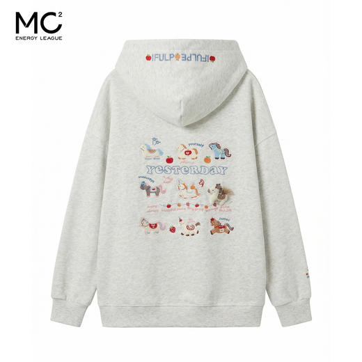 女装连帽后背多卡通小马绣花卫衣-10061W6212008 商品图4