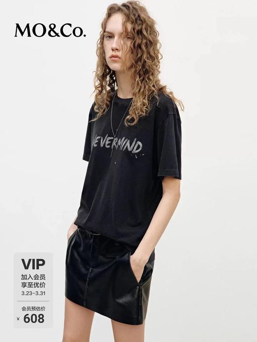 F033169春夏新品棉质雪花纹理美式印花宽松做旧水洗圆领短袖T恤 商品图4