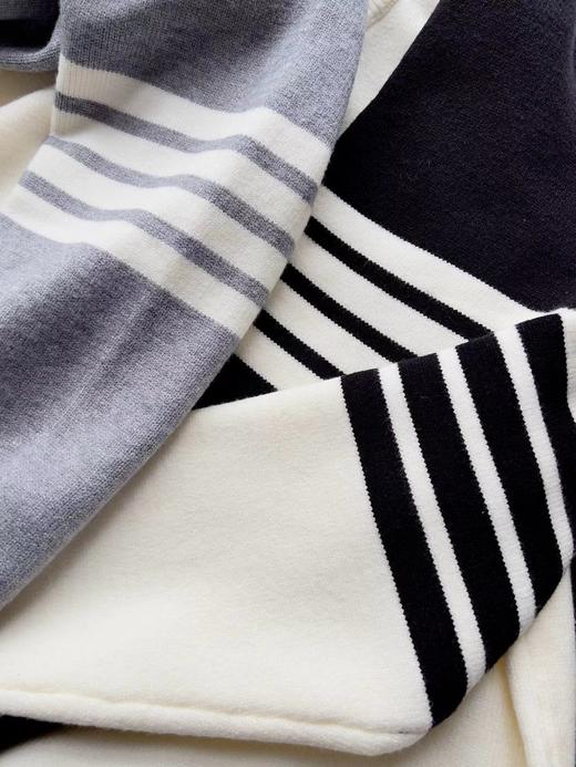 F0331120半高领袖子四道杠半拉链长袖毛衣套头衫针织衫 商品图5