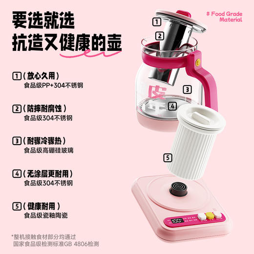 蓝宝 养生壶 养生壶届的颜值顶流 5大精煮模式 304不锈钢底盘 1.2L容量 BP-HP02 商品图6