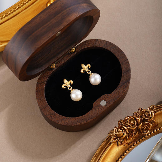 子佩集【鸢尾之诗】银S925珍珠惜王妃耳钉【E4744】镀金兰花草2602 商品图1