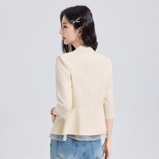 「自」全新升级【铂金会员146/天猫199/差价53】(10659)洛诗琳气质中袖西装外套女2026春夏新款高端收腰显瘦短外套 商品图4