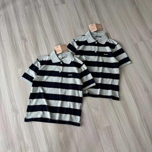 F0331100夏季新款男女同款休闲亲肤透气不变形条纹polo衫 商品图0