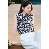 米思阳2026夏季新款轻奢高级感黑白印花背心女夏季无袖衬衫小衫百搭上衣女1043 商品缩略图0