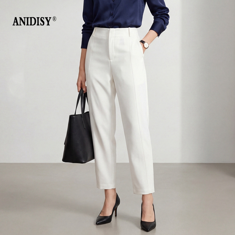 莫代尔垂感高腰拉链提臀九分休闲镰刀裤