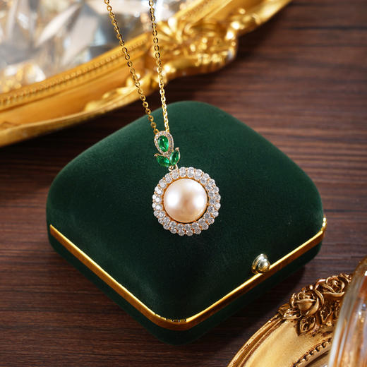 子佩集【暮光之叶】银S925珍珠惜王妃套链项链【P1776】镀金太阳花绿叶2602 商品图1