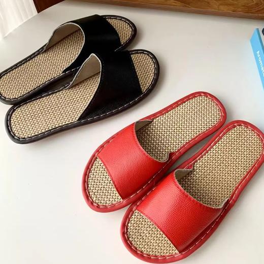 【单拍1/3/5双一律不发！59/2双，79/4双】牛皮亚麻拖鞋，柔软触感，吸汗不闷脚 商品图1