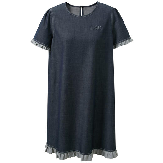 三彩2026夏季新款休闲连衣裙宽松圆领短袖木耳边直筒裙短裙S 商品图4