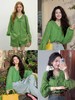 绿野仙踪~显白植物绿设计感V领木耳边苎麻衬衫 商品缩略图2