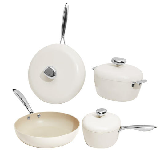 温仑山 鹅卵石白色炒锅煎锅套装VE035 商品图0