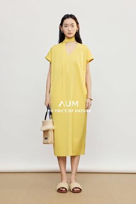 3楼噢姆AUM芒果黄飘带连衣裙2026年夏季吊牌价2880