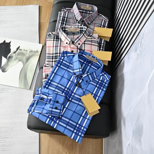 F033107春季新款柔软舒适吸汗桑蚕丝商务休闲格子长袖衬衫衬衣 商品图2