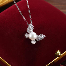 子佩集【蝴蝶予你】银S925珍珠惜王妃吊坠【P2828】双色蝴蝶(不含链)2602