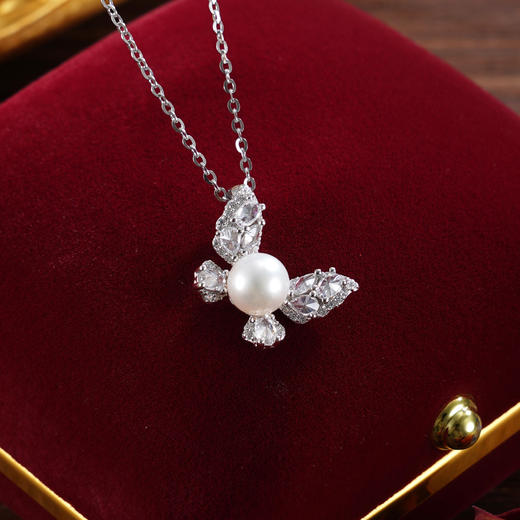 子佩集【蝴蝶予你】银S925珍珠惜王妃吊坠【P2828】双色蝴蝶(不含链)2602 商品图0