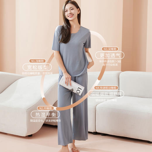 先到先得❗居家的“清凉感”全靠它！39.9💰任选2整套(短袖+短裤)情侣家居服🏆清凉透气，不闷热亲肤舒适❗比裸睡舒服，高颜值，宅家遛弯都适合👍CM1610★为爱严选 商品图2