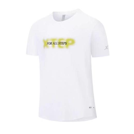 6楼特步运动男士跑步圆领短T轻柔 轻极格纹 （酷干、抗菌）974229010073珍珠白 商品图0