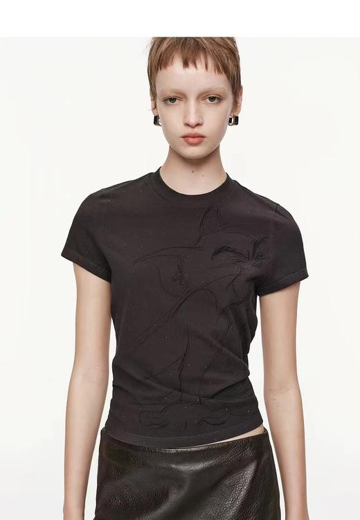 F033171春夏季新款时尚百搭印花圆领水溶汤钻工艺短袖T恤 商品图11