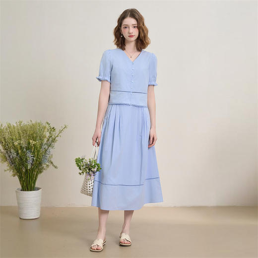 【限时秒杀】法式温柔气质通勤风套装女夏季衬衫搭半身裙两件套LXD50903 商品图1