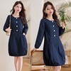 春装新款时尚优雅全棉春秋长袖花苞裙ZYF8625 商品缩略图1