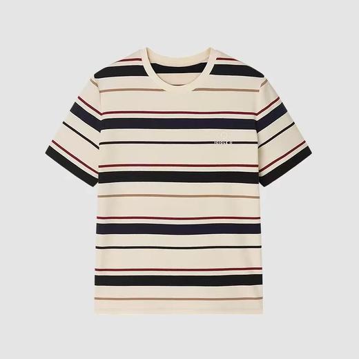 F033170春夏新款时尚百搭全棉高克重面料条对条设计短袖T恤 商品图9