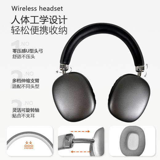 【零压感！便携收纳】新款无线头戴式蓝牙耳机超长续航运动拍摄Type-C手机耳麦。xa 商品图2