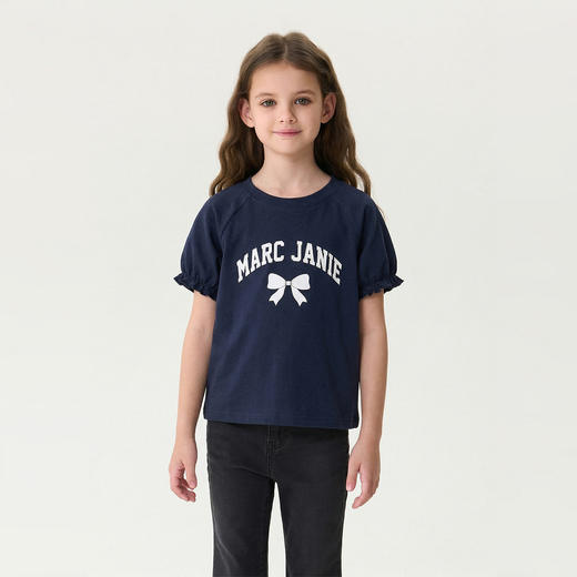 马克珍妮甜酷蝴蝶结女童软弹罗纹T2026年夏装新款560562 商品图2