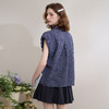 复古设计肌理感格纹截短泡泡袖衬衫女春季翻领衬衣LXD50315 商品缩略图4