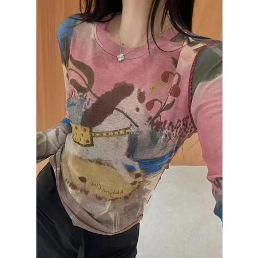 自带油画感的长袖 T 恤！童趣小马/猫咪印花 商品图11