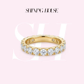 ShiningHouse[培育] 18k金钻石戒指 排钻戒指克拉钻人工真钻人造钻石K金戒指设计感简约钻石戒指悦己送礼臻选【此商品不支持7天无理由退货退款】预计3日发货