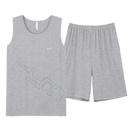 睡衣男夏季莫代尔背心无袖短裤中青年薄款大码宽松男士套装家居服   JL-19514B/19514/19517 商品图4