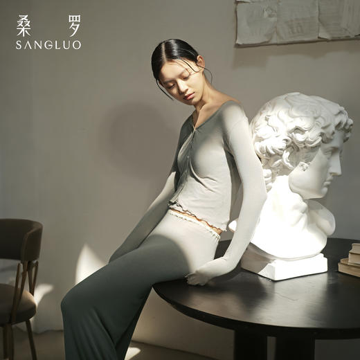 免穿文胸』桑罗羊绒针织套装裸感亲肤打底三件套女家居服秋冬外穿 商品图5