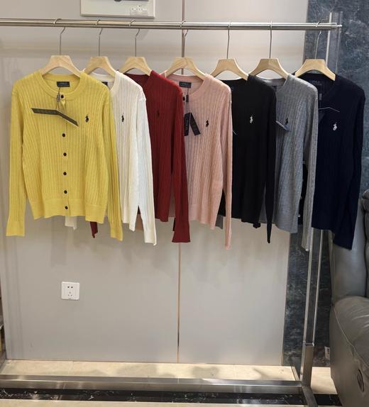 F033118春季新款纯色小马刺绣麻花绞花针织羊毛开衫圆领开衫长袖 商品图1