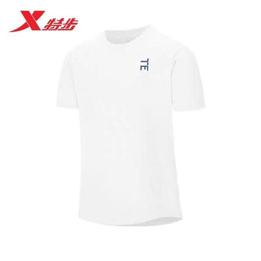 6楼特步运动男士冰丝-舒爽竖纹圆领短T 974229010244本白 商品图0