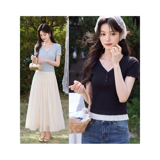 鹿向南【0402/20:00新品前1小时7折限量100件】蓝色T恤 商品图2