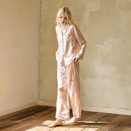 Solo seta22姆米女士真丝睡衣套装粉色印花桑蚕丝家居服2026春夏 商品图4