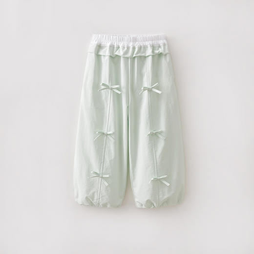 马克珍妮甜酷蝴蝶结女童花边速干直筒裤2026年夏装新款560627 商品图1